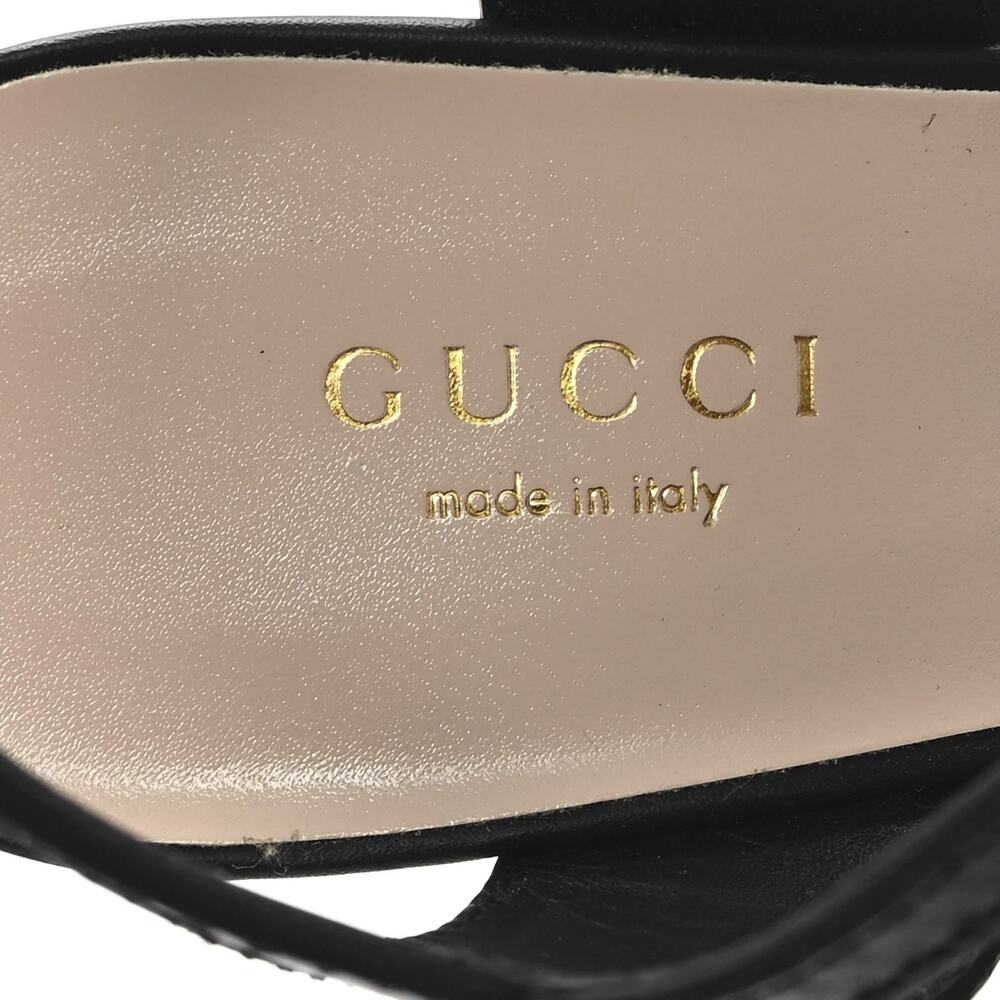 Gucci Cosmos Softy Interlocking GG Black Wooden Platform Heels Sandals 39 - Picture 5 of 7